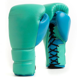 Gants de boxe en cuir bleu et jaune Econex Sports, antidérapants, à lacets, pour adultes, pour l'entraînement en salle de sport - Product Image 4
