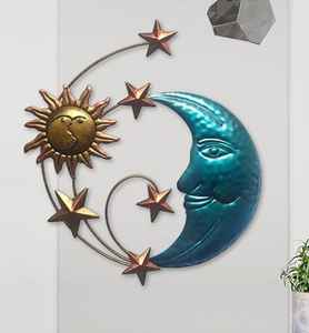 งานศิลปะเหล็กโลหะ ศิลปะแห่งท้องฟ้า ดวงจันทร์ ดวงดาว ของตกแต่งผนังบ้านสุดสร้างสรรค์ จี้ห้อยประดับ - Product Image 1