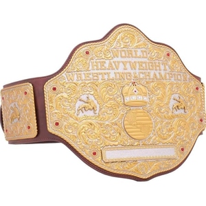 Custom Championship Title <b>Belt</b> for Wrestling Boxing MMA Champion <b>Belt</b> Premium Leather Strap <b>Gold</b> Metal Plates Logo Branding - Product Image 2
