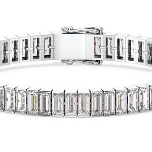 REYES Pulseras de tenis de lujo brillantes con moissanita de 6x3mm y cierre de caja para mujer, chapadas en oro blanco de 18K, joyería de plata de ley 925 - Product Image 3