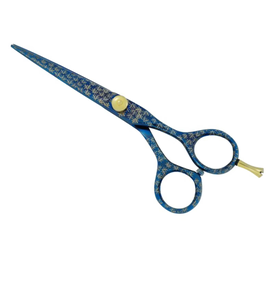 Durable Lightweight Salon Hair Cutting Scissors <b>Barber</b> Shears Hairdressing Scissors Sharp <b>Blade</b> Blue Patterned Design - Product Image 1