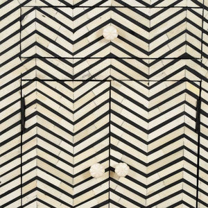 Mesa de Cajones con Incrustaciones de Hueso de ILAHI, Diseño Moderno con Detalles de Ágata, Almacenamiento de Tres Niveles, Mueble Portátil para el Hogar - Product Image 1