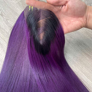 Paquetes de cabello color púrpura para hacer pelucas con cierre, cabello súper doblemente tramado, calidad vietnamita, alta calidad, gran venta, cabello humano. - Product Image 6