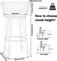 Modernes Design 75cm Gegen höhe Bar Tool Chair 360 ° Drehbarer Samt Küchen insel Stuhl mit Gold Fuß stütze Pink