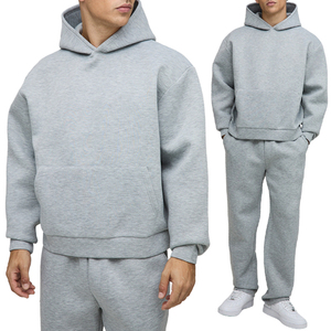Conjunto Deportivo de 2 Piezas para Hombre, Sudadera con Capucha de Felpa Gruesa, Color Gris, Corte Holgado - Product Image 1