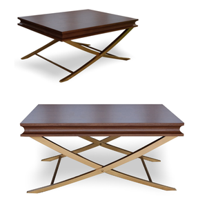 Table basse Maha avec pied en laiton Table basse Maha sophistiquée Meubles en bois de teck d'Indonésie - Product Image 3