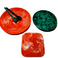 Plateau de service moderne en résine orange polie, fait main, éco-responsable, d'origine indienne, compatible lave-vaisselle, personnalisable