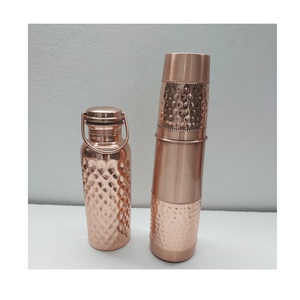 Traditional Pure Copper Water Bottle Handmade Ayurvedic Reusable Drinking Bottle Copper Bottle For <b>Men</b> Women Office Travel Gym - Product Image 4