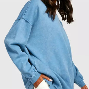 Sweat-shirt léger pour femme, style streetwear, avec logo personnalisé, prix de gros, design unique, effet délavé à l'acide - Product Image 5