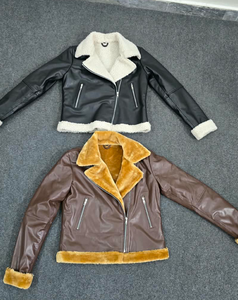 High Class Women Genuine Leather Shearling Motorcycle Jacket With <b>Fur</b> <b>Trim</b> Winter Zipper Closure Full Sleeve Regular Length - Product Image 3