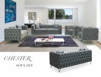 Ensemble de canapé en velours et cuir, mobilier de maison, Design de Chesterfield, pied de luxe Royal en or, tissu de salon