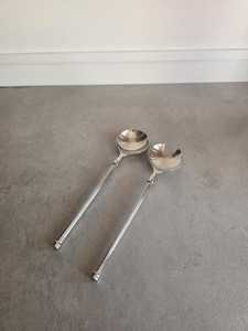 Cuillères à salade vintage plaquées argent Suède années 1920, ensemble de cuillères de service scandinaves - Product Image 4