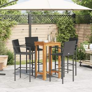 Ensemble de bar de jardin en bois d'acacia massif noir pour 4 personnes, taille standard, mobilier d'extérieur - Product Image 3