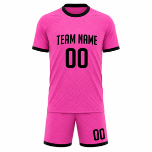 Conjunto de Camiseta de Fútbol Sublimada Rosa Personalizada, Nombre del Equipo, Número, Uniforme de Poliéster de Secado Rápido para Adultos, Manga Corta, Cuello Redondo, Geométrico - Product Image 2