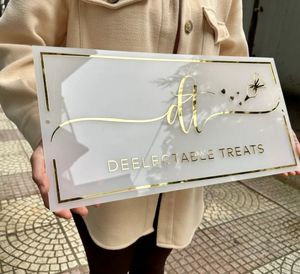 Luxury <b>Acrylic</b> LED Name Plate for Home Office Salon | Premium Golden <b>Mirror</b> Custom Name Board Wall Sign Office Plaque <b>Acrylic</b> - Product Image 1