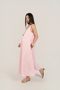 Vestido Maxi Holgado de Verano para Embarazadas, Prenda Informal, Transpirable, Ligero, Tejido 100% Algodón Ecológico - Product Image 4