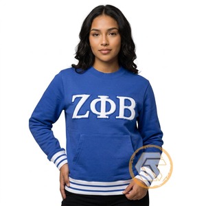 เสื้อสเวตเชิ้ตผ้าฟลีซคอวีทรงปกติสำหรับผู้หญิง Zeta Phi Beta แบบสั่งทำขายส่ง ปักลายตามสั่ง สีพื้น สำหรับฤดูหนาว - Product Image 1