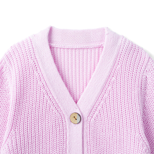 CRAZIGOODS Cardigan tricoté pour bébé, col en V, manches longues, unisexe, décontracté, hiver, 100% coton, simple couche, écologique, couleur unie - Product Image 6