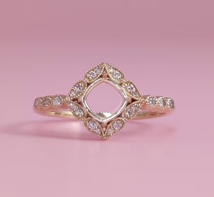 Handmade Rose Gold 925 Silver 6mm Cushion <b>Blank</b> Semi Mount Half Eternity <b>Ring</b> Stone Setting Keepsake DIY Zircon Jewelry Findings - Product Image 4