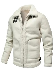<b>Mens</b> White <b>Shearling</b> Leather B3 Flight <b>Jacket</b> - Product Image 3