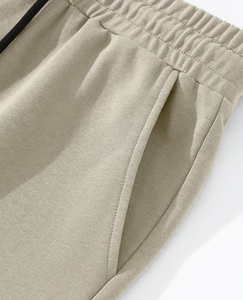 Men's Solid Color Woven Polyester/Cotton Bermuda Shorts Elastic Waist Casual Mid Rise Breathable Lace Pocket Design Custom Brand - Product Image 4