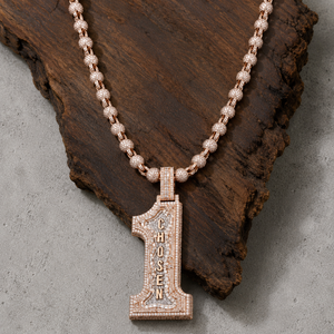 Pendentif personnalisé Hip Hop Iced Out numéro 1 en argent 925 avec lettre en moissanite et diamant - Product Image 3