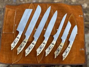 Couteau de chasse Bowie de haute qualité en acier inoxydable Stigma, manche en bois, étui en cuir, lame à pointe fixe, couteau d'extérieur - Product Image 2