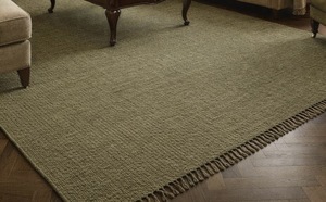 Natural Olive Green Handwoven Jute <b>Rug</b> with Fringe – Eco-Friendly <b>Rustic</b> Floor Carpet - Product Image 4