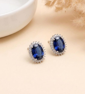 Pendientes de Oro Blanco de 14K con Piedras Coloridas AAA, Joyería para Bodas y Fiestas, Regalo para Ella, Precio al por Mayor - Product Image 1