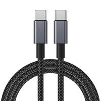 Câble de données tressé en aluminium 60W à double connecteur Type-C pour charge rapide, compatible avec les téléphones mobiles