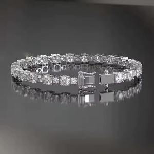 High Quality Moissanite Diamond Tennis <b>Bracelet</b> <b>Silver</b> And Gold Plated Halo <b>Bangle</b> Round Brilliant Unisex Party Jewelry - Product Image 3