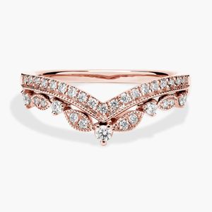Bague en or 14 carats de luxe avec diamants en chevron pour femmes - Product Image 5