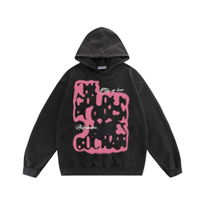 Men's Oversized Graphic Hoodies Abstraction Print Washed Hoodie Sweatshirt Unisex Hooded Pullover Tops - Product Image 1