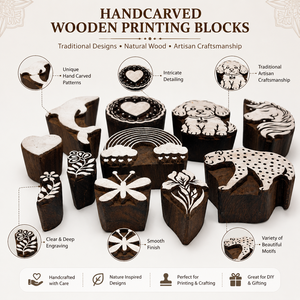 Bloques de Impresión de Madera Hechos a Mano para Impresión Textil, Artesanía en Cerámica, Estampado, Juego de Bloques Decorativos para Arte - Product Image 6