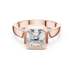 2CT 18K Rose Gold Asscher Cut Lab Grown Diamond Bezel Modern Engagement Ring Custom Fine Jewelry Wedding Ring IGI Certified - Product Image 2