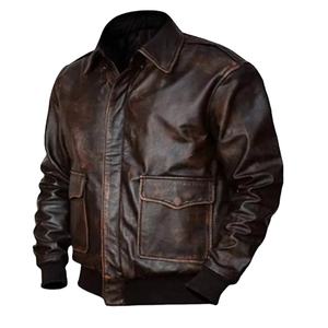 Blouson aviateur en cuir pour homme, en peau d'agneau, modèle A-2, blouson de bombardier, taille plus, logo personnalisé, vestes 2026 - Product Image 3
