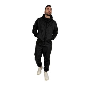 Chándal con Capucha para Hombre, Color Negro, Ligero, de Poliéster, Casual, Cierre de Cremallera Completo, Bolsillos Laterales, Color Sólido, para Otoño - Product Image 1