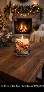 Pot à bougie écologique en cire de coco à imprimé léopard, rond, court, fait main, décoratif pour la décoration de Noël à la maison - Product Image 2