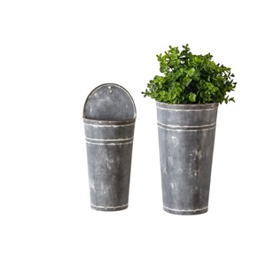 Wholesale Galvanized Metal Wall Planter Set Hanging Wall <b>Pots</b> for Home Decor Indoor Outdoor Garden Half Round Flower <b>Pots</b> - Product Image 1