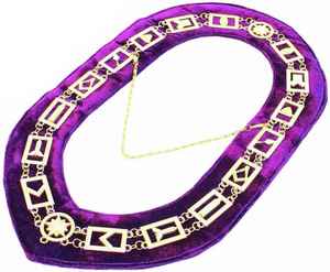 Colliers de maçonnerie plaqués or pour maîtres maçons avec fond violet – Colliers de maçonnerie - Product Image 4
