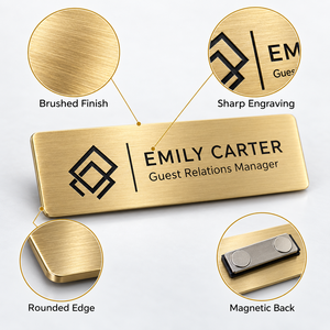 Reusable Metal <b>Name</b> Badge Custom Staff <b>Name</b> <b>Tag</b> with Replaceable <b>Name</b> Insert <b>for</b> Uniform - Product Image 4