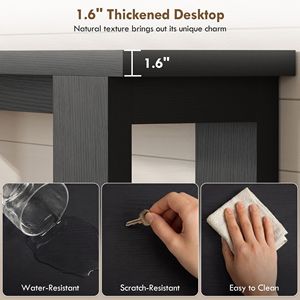 63\" Farmhouse <b>Console</b> Table with Thickened Top Distressed <b>Black</b> for Entryway Living Room or Hallway - Product Image 4