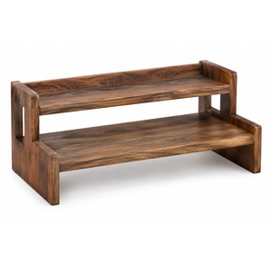 Étagère de rangement en bois d'acacia pour comptoir, vente en gros |   Brun rustique foncé - Product Image 1