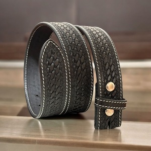 Custom Length Genuine <b>Leather</b> Belt Hand Engraved Western Rodeo Design Multi Colored Cowboy Girl Basket Weave <b>Tooled</b> Alloy Buckle - Product Image 3