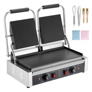 Piastra Elettrica Professionale per Panini 3600W in Acciaio Inox, Doppia Griglia per Sandwich con Manico per Cottura a Pressione - Product Image 1