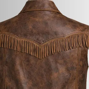 <b>Mens</b> Western Fringe Vest Leather Cowboy Sleeveless <b>Jacket</b> <b>Suede</b> Tassel Biker Rodeo Festival Supplier Premium OEM Apparel - Product Image 2