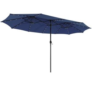 15 Feet Twin Patio Umbrella with 48 Solar LED <b>Lights</b> for Your Outdoor <b>Space</b> - Product Image 1
