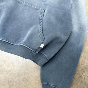 Hoodie vintage personnalisé en tissu épais noir délavé à l'acide, coupe oversize, pour homme, marque privée - Product Image 6