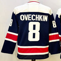 Jersey Hoki Pria Jahitan Pabrikasi, Bernapas, Cetak Transfer Panas, Nama Tim Kustom Alexander Ovechkin, 100% Poliester