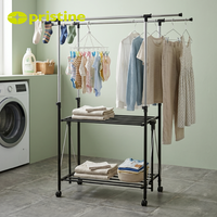 Séchoir à linge mobile sur pied, design minimaliste, pour salle de bain et buanderie, organisateur de rangement, double niveau, en acier et fer